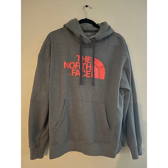 The North Face Hoodie Gray Orange Pullover Hooded Sweatshirt Hoodie Large - Picture 2 of 6